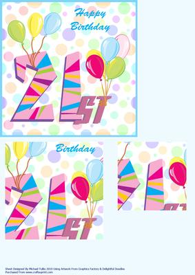 Pretty Polka Dot 21st Birthday Card