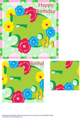 Funky Female 50th Flowers Brthday Card