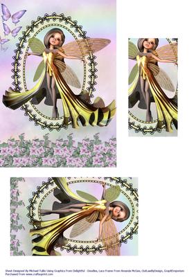 Pretty Fairy Flying Up to the Rainbow Sky
