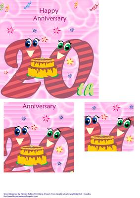 Hearts & Sparkles 20th Anniversary Card