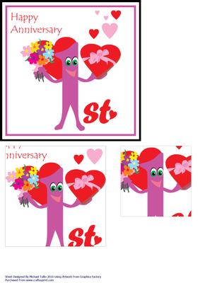 Hearts & Chocolates 1st Anniversary Card