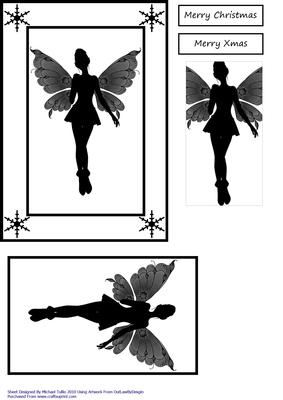 Modern Christmas Silhouette Fairy Card