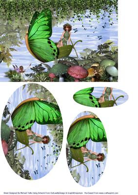 Floating in the Fairy Stream Oval Pyramid Card