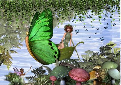 Floating in the Fairy Stream A4 Card