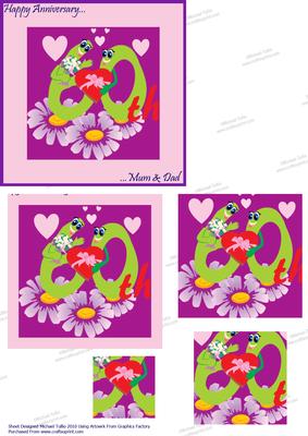 Purple Diamond Mum & Dad Pyramid Anniversary Card
