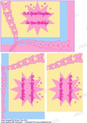 Daughter Birthday Butterfly Quick Pyramid Card