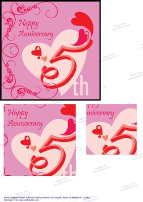 Hearts & Swirls 5th Anniversary Quick Card