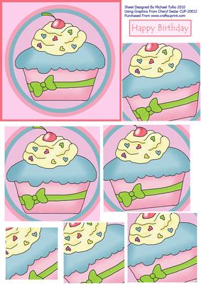 Hearts & Kisses Birthday Cupcake Topper