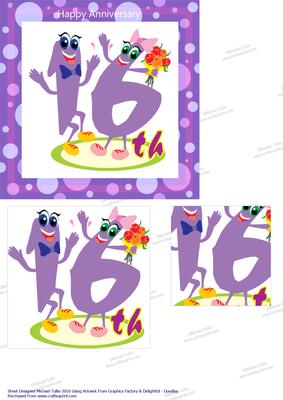Polka Dotted 16th Anniversary Quick Pyramid Card