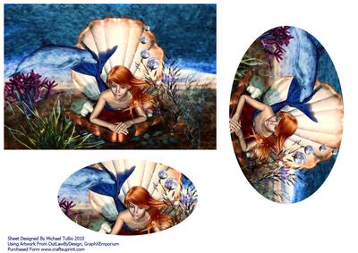 Stunning Underwater Mermaid and Dolphin Quick Pyramid Card