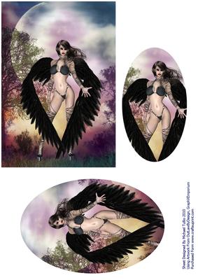 Sexy Dark Gothic Angel Quick Pyramid Card
