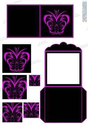 Tags with a Difference - Black & Pink Butterfly Mini Pyramid