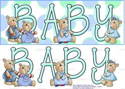 Large Dl Baby Boy Bears Decoupage Card