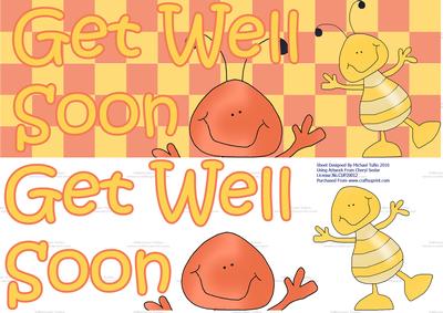 Large Dl Yellow&orange Get Well Soon Bugs Card