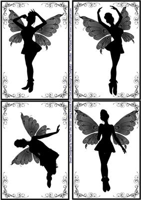 Fairy Poses Silhouette Toppers