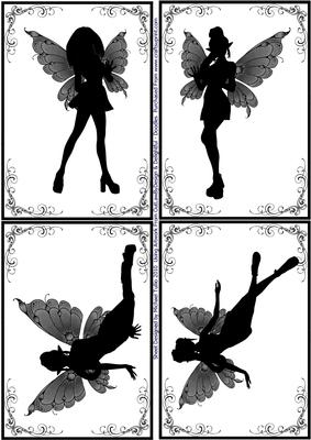 Fairy Poses Silhouette Toppers 3