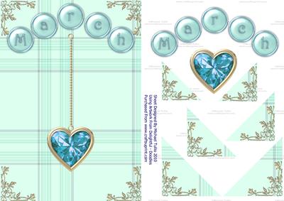 Aquamarine Birthstone Golden Heart Step by Step Card