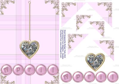 Diamond Birthstone Golden Heart Step by Step Card