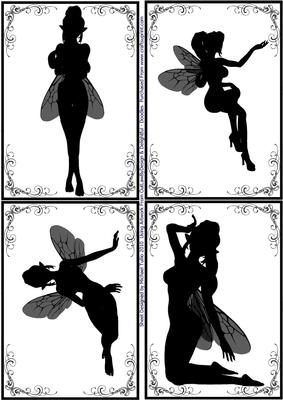 Fairy Poses Silhouette Toppers 5