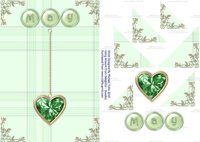 Emerald Birthstone Golden Heart Step by Step Card