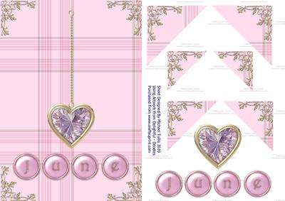 Alexandrite Birthstone Golden Heart Step by Step Card