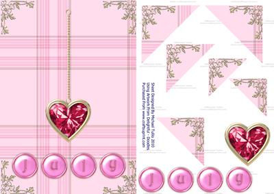 Ruby Birthstone Golden Heart Step by Step Card