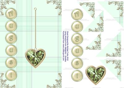 Peridot Birthstone Golden Heart Step by Step Card