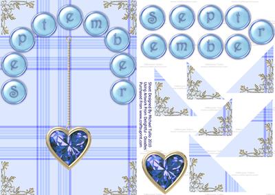 Sapphire Birthstone Golden Heart Step by Step Card