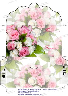 White & Pink Roses Bouquet Money Wallet