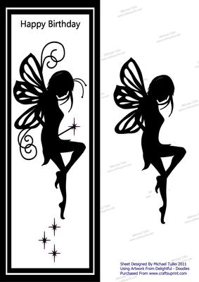 Black & White Silhouette Sparkly Fairy Large Dl