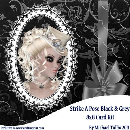 Strike a Pose Black & Grey 8x8 Card Kit