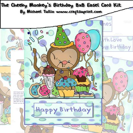 The Cheeky Monkey's Birthday 8x8 Easel Card Kit