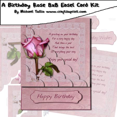 A Birthday Rose 8x8 Easel Card Kit