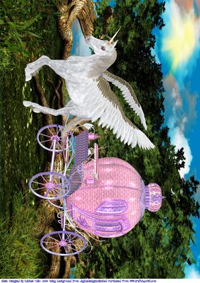 Pegasus with Carriage Fantasy A4 Card