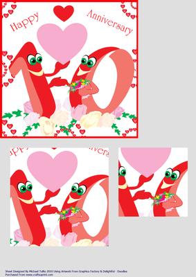 Fun 10th Wedding Anniversary Hearts