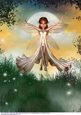 Glamourous Fairy Flying by the Moon