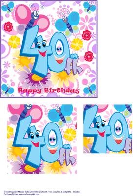 Pretty 40th Butterfly Card