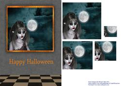 Pretty Witch in the Moonlight Happy Halloween Card