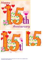 Funky Floral 15th Anniversary Card