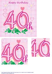 Birthday Hearts 40th Birthday Card