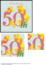 Swirls & Ribbons 50th Unisex Birthday Card
