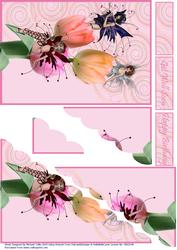 Fairy Flowers Corner Stacker Birthday/get Well Soon Card