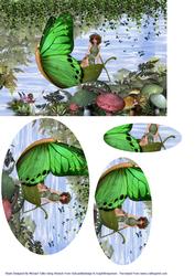 Floating in the Fairy Stream Oval Pyramid Card