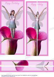 Birthday Fairy Jumping in Tulips Side Stacker Card