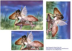 Pretty Little Toadstool Fairy/faerie Quick Pyramid Card