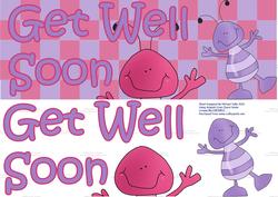 Large Dl Pink&purple Get Well Soon Bugs Card
