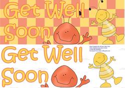 Large Dl Yellow&orange Get Well Soon Bugs Card