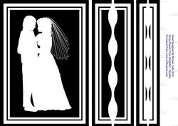 Silhouette Wedding Couple Wavy Edged Side Stacker Card
