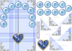 Sapphire Birthstone Golden Heart Step by Step Card