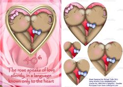 Golden Heart Rose 40th Anniversary Card